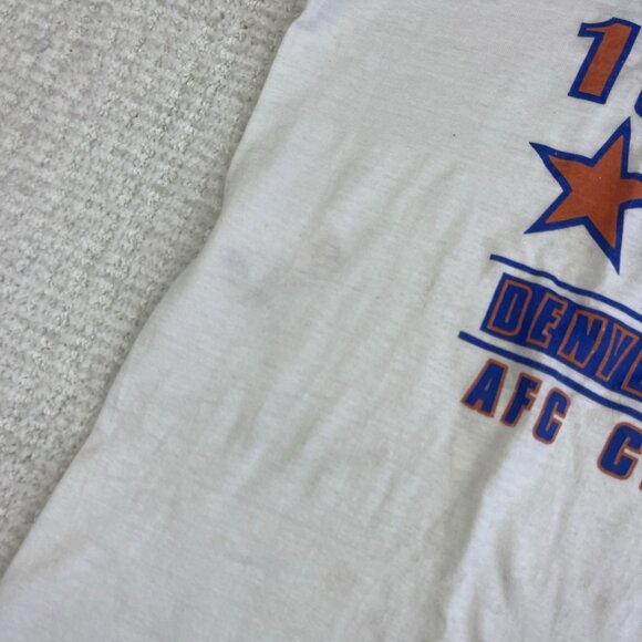 VTG 1987 AFC CHAMP Denver Broncos Super Bowl Shirt Youth L 80s NFL USA MADE * - Picture 10 of 16
